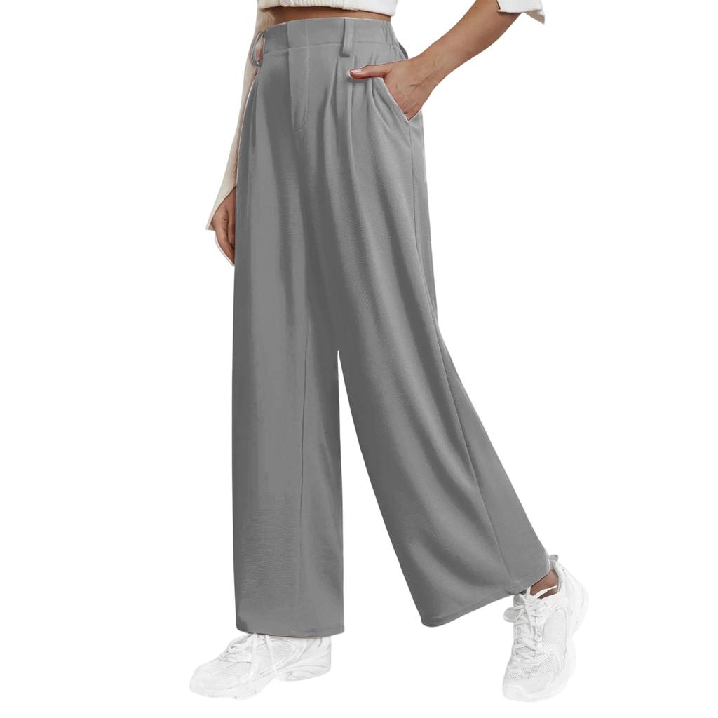 High Waist Wide Leg Pants for Women Casual Loose Fit Trousers with Side Pockets and Pleated Front Suitable for Daily Wear and Office