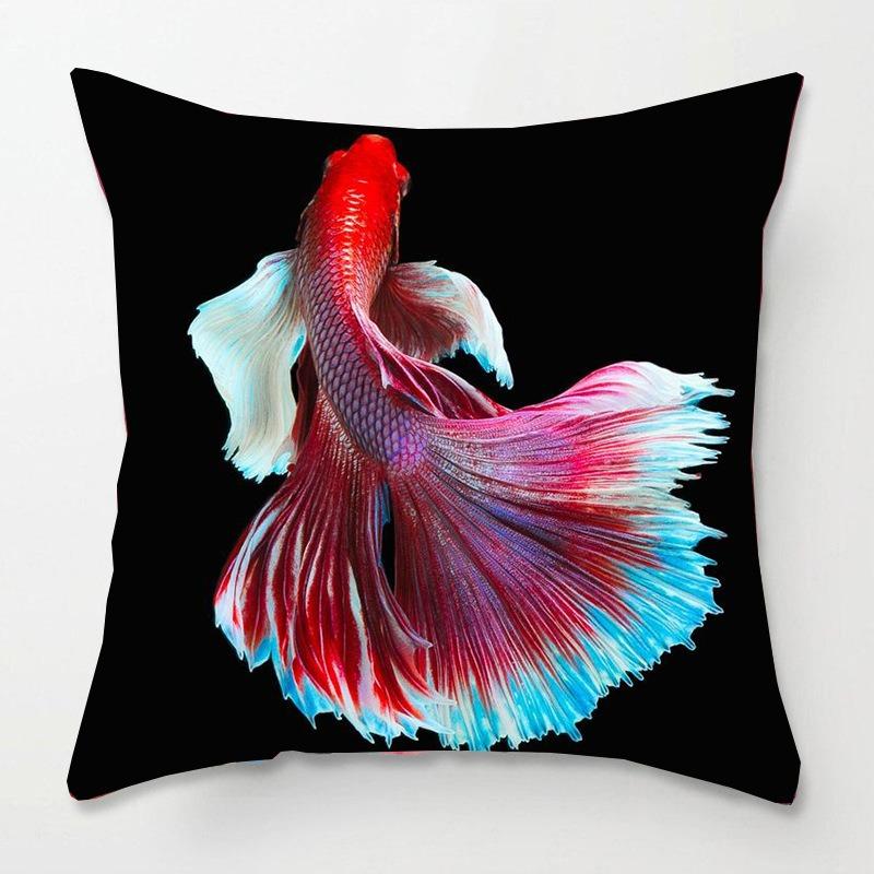 Tatami Bedside Square Pillow Animal Fish Print Pillow Case Home Sofa Pillow Cushion