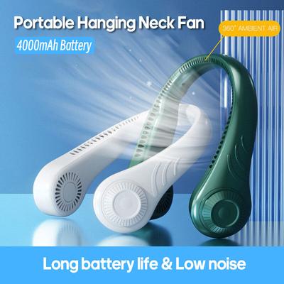 Bulk Wholesale of Hands Free Mini Rechargeable Earphone Inspired Leafless Neck Fan Wearable and Portable Hanging Neck Fan