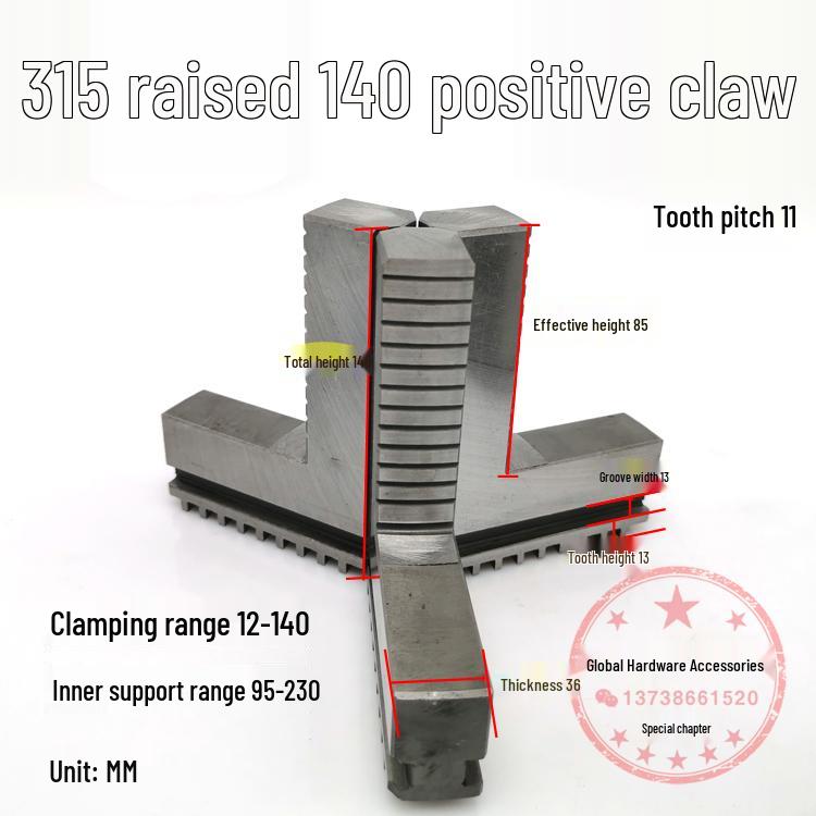 250mm & 500mm Extended Three-Jaw Chuck with Adjustable Jaws