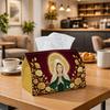 1pc Classical Religious Art Tissue Box - Multi-Functional Napkin Dispenser, Two Sizes Available Made of Durable Polyester, Decorated with Praying Mado