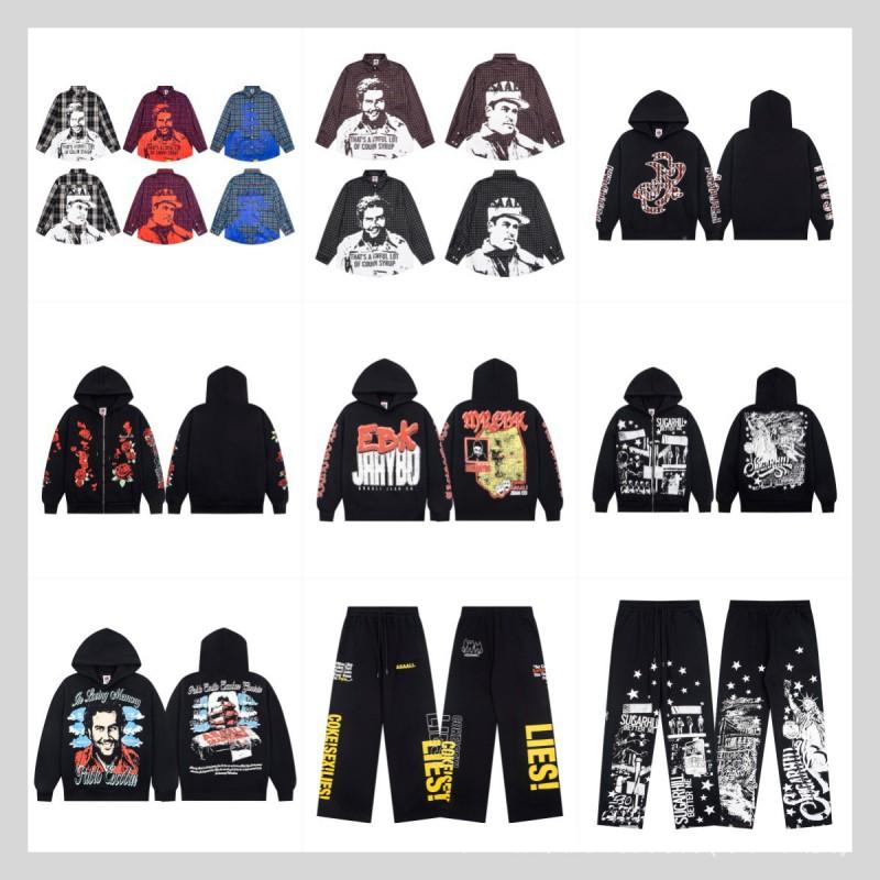 Vintage American Style Hooded Sweatshirt Set Loose Fit Winter Fleece Graphic Print Streetwear Youth