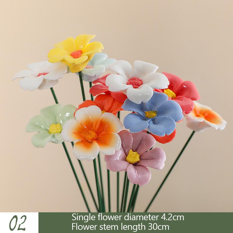 5X Artificial Flower Ceramic Handmade Fake Flower Creative Art Floral Home Decor Party Wedding Garden Decor Valentine's Day Prop
