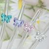 1Pc 8Mm Glass Straw, Reusable Drinking Straws Cute Butterfly Heat-Resistant Straw For Festival Party Wedding Cocktail Bar Beachs