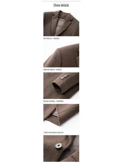 Men's Wool Suit with Goose Down Liner - Fashionable Autumn/Winter Double-Sided Casual Overcoat for Young and Middle-Aged.