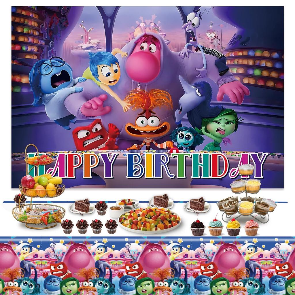Inside Out Birthday Decorations Tapestry Tablecloth Wall Hanging Photo Backdrop Photography Background Paper Backdrop Photography Happy Birthday