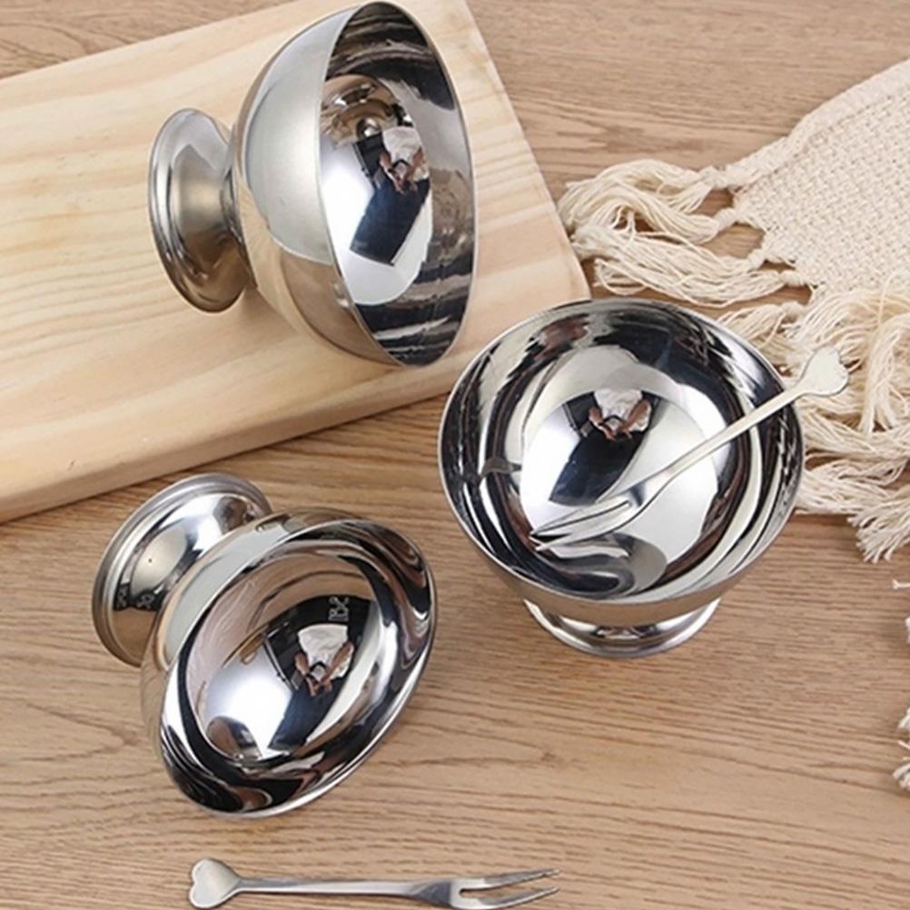 Stainless Steel Dessert Cup Cream Displaying Bowl Salad Bowls Fruit Storage Decorate Holder Office Child Candy Multipurpose