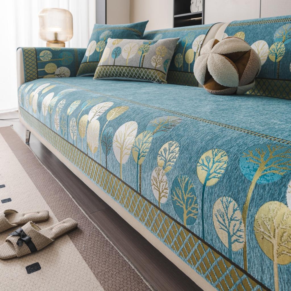 Boho Full Moon Tree Jacquard Chenille Sofa Cover for Living Room Couch Seat Cover Furniture Decor Protector Anti-Slip Sofa Towel