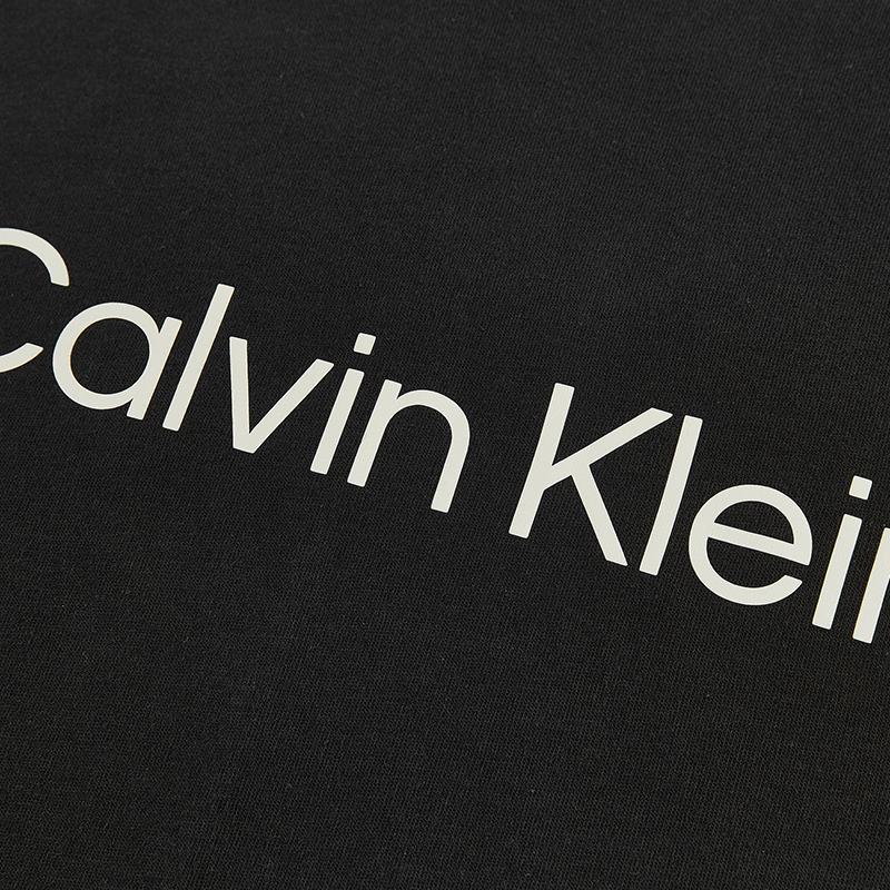 Calvin Klein Minimalist Round Neck Letter Print Loose T-Shirt Women tops Space-Black 4WS3K128001