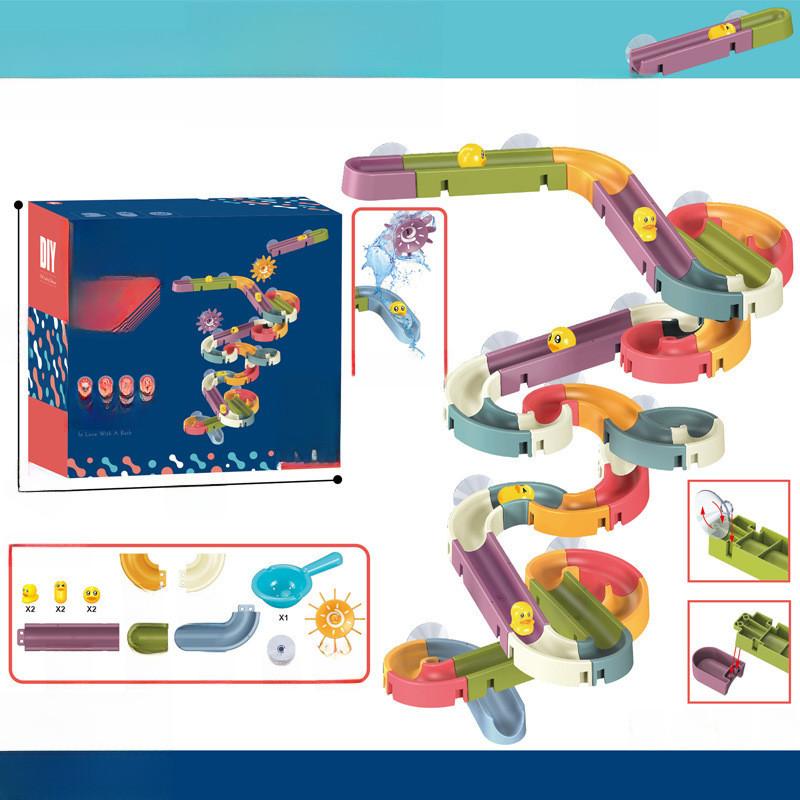 Childrens Bath Water Toy Set With Diy Track And Roller For Toddler Playwater Fun