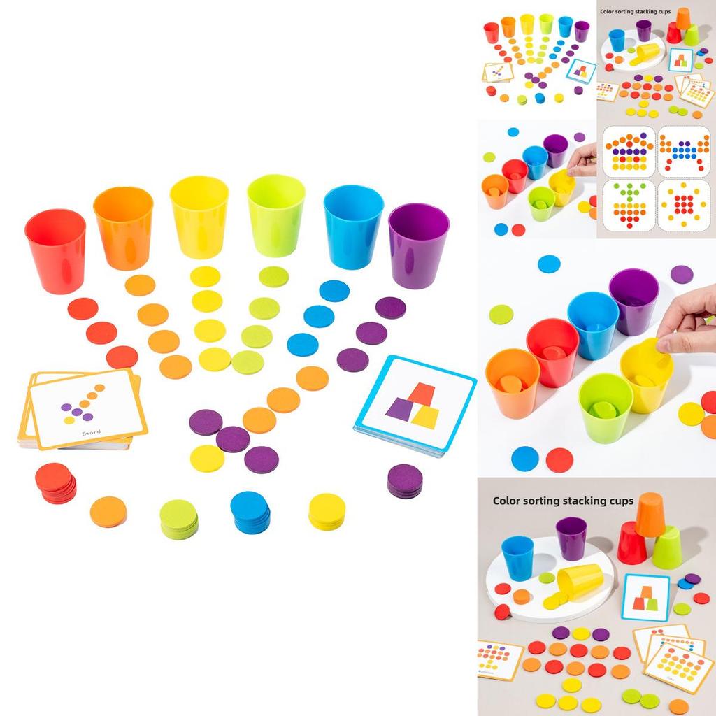 Holzfarbsortier-Stapelbecher Spielzeug für Kinder Pädagogisches Spiel und Fokusentwicklung