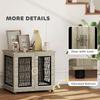 Indoor Dog Crate Furniture End Table with Soft Washable Cushion, Lockable Front Door, for Medium Dogs - Black