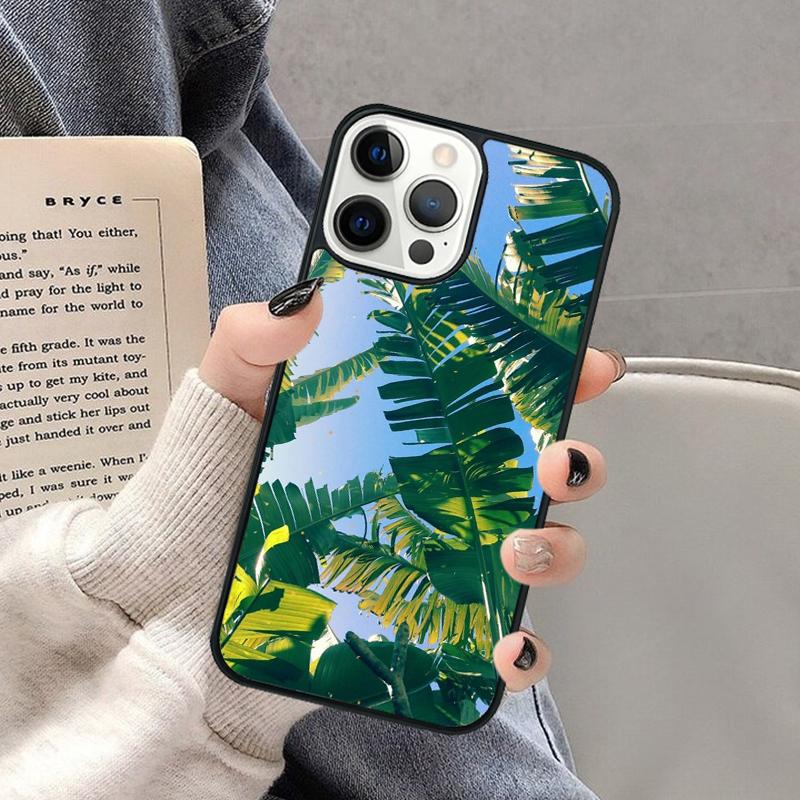 Tropical Palm Tree Banana Leaf Phone Case for iPhone 17 Air 16 16e 15 Plus for Apple 13 11 12 14 Pro Max Cover coque