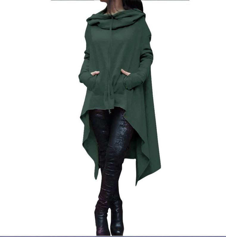 2018 Autumn/Winter European American Solid Color Long Hooded Sweatshirt