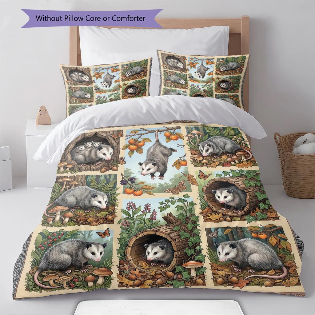 Retro Oil Painting Animals Pattern Bedding,Quilt Set Quilt Cover Pillowcase Home Birthday Gift (1 * Duvet Cover + 2 * Pillowcase, Without Core)
