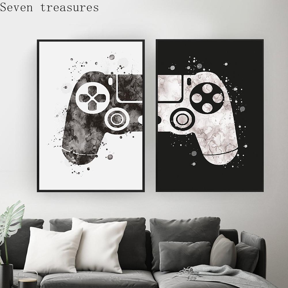 Gamepad Illustration for Kids Room, Boys Game Posters, Wall Art, Canvas Painting Prints, Room Decoration, Pictures, Joystick