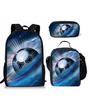 Set Scolastico Tre Pezzi Zaino Borsa Portapenne Borsa Pranzo Zaino con Immagini Street Tide Pallacanestro Calcio Set Zaino