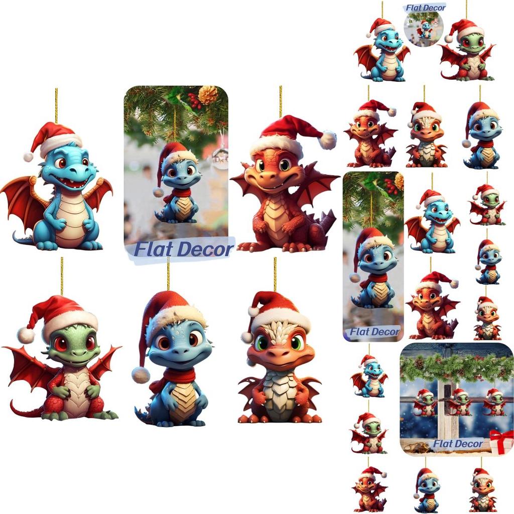 Festlicher Weihnachtsdrache Autoanhänger Acrylmaterial Cartoon-Stil Mehrfarbig Automobil-Innendekor