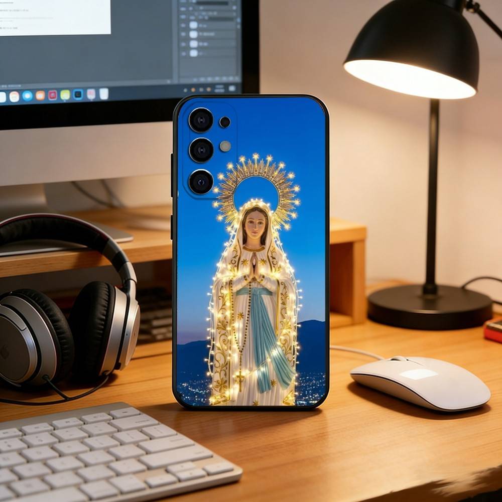 Virgin Mary Phone Case For Samsung S25,S24,S21,S22,S23,S30,Ultra,S20,Plus,Fe,Lite,Note,10,Black Cover