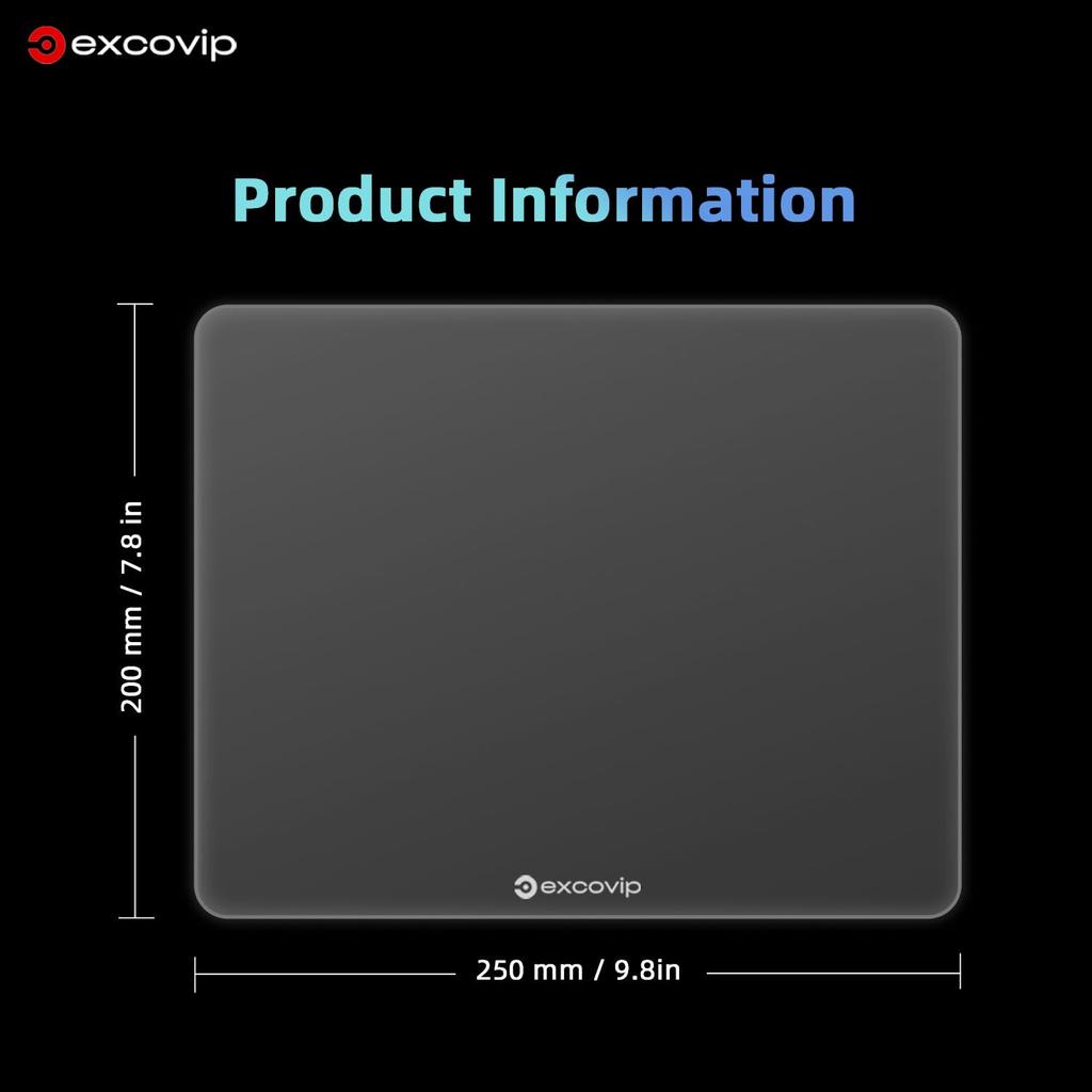 Excovip Glass Mouse Pad Waterproof Fast and Precise Control Mouse Pad and Precise Control Special Glass Surface 0087 2502003.2mmFast (Clear)