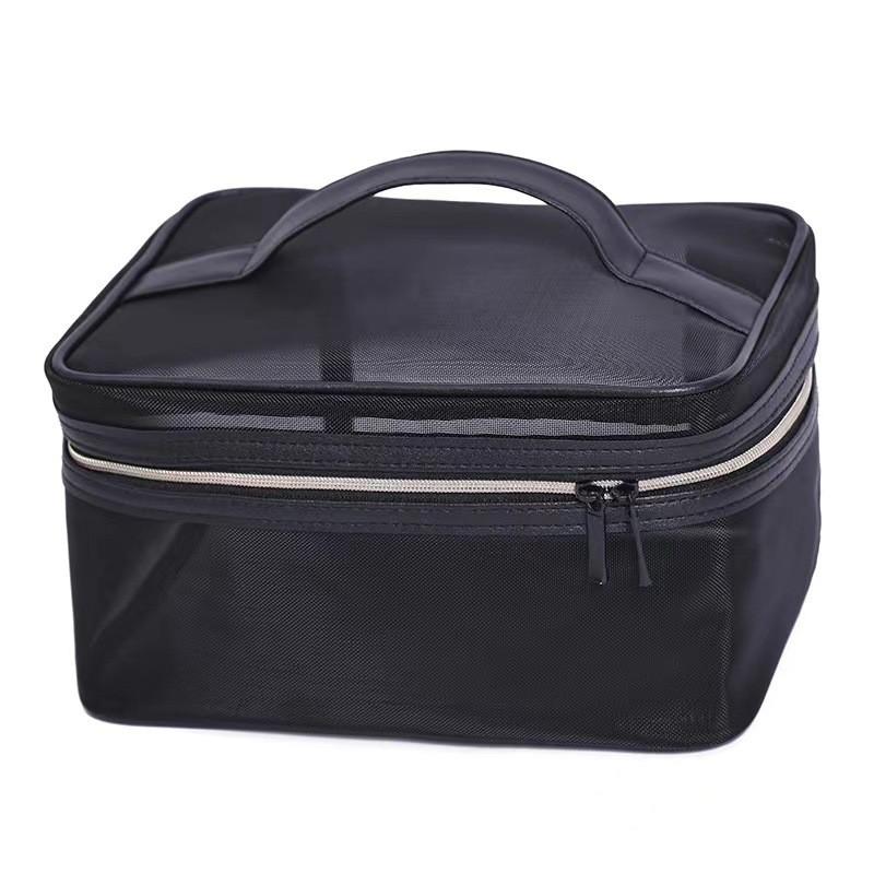 Travel Makeup Bag With Mesh Organizer For Cosmetics And Toiletries In Polyester Fabric