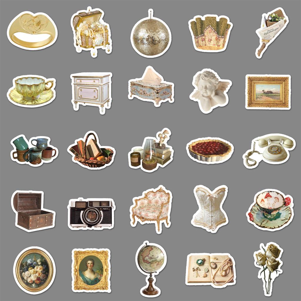 50 Photos of Retro Ins Style Graffiti Personalized Small Freshman Account Creative DIY Mobile Suitcase Stickers Waterproof