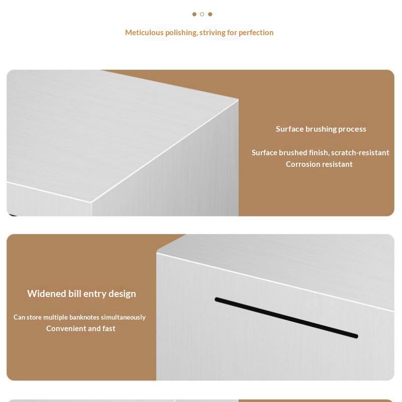 Cannot Be Opened Portable For /Adults Stainless Steel Cube Safe Box Piggy Bank Money Savings Bank Money Bank Box