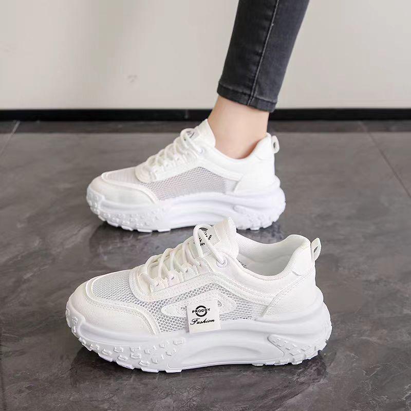 Damesko Nye Allsidige Enkelt Mesh Sneakers Studenter Plattform Pappa Sko Sommer Utspart Maternitetssko