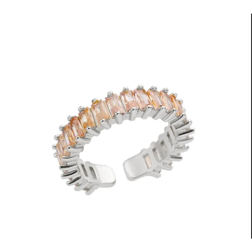 925 Sterling Silver Colored Cubic Zircon Square Rings for Women Men Gold Color Crystal Wedding Ring Luxury Jewelry Gift