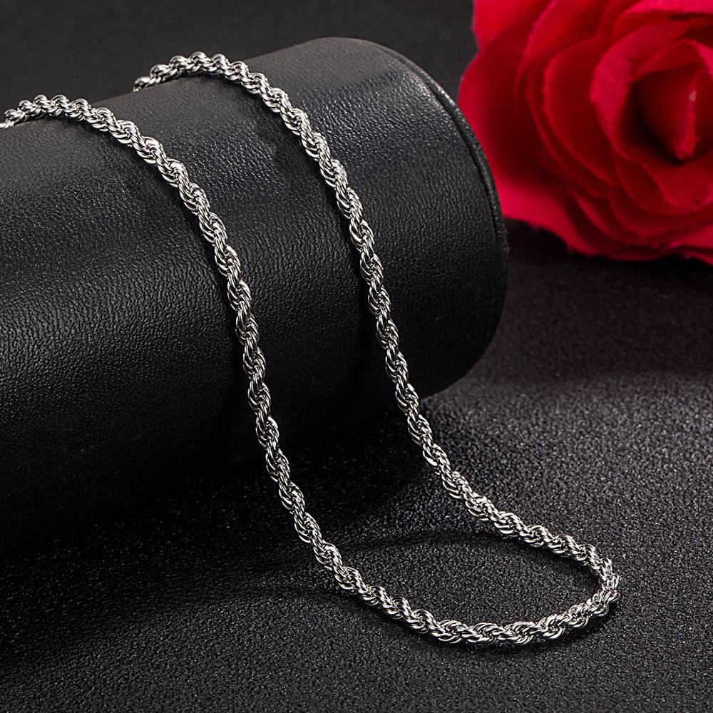 Chaîne Torsadée Homme Plaqué Or Rhodié Épais 3mm Collier Bijou