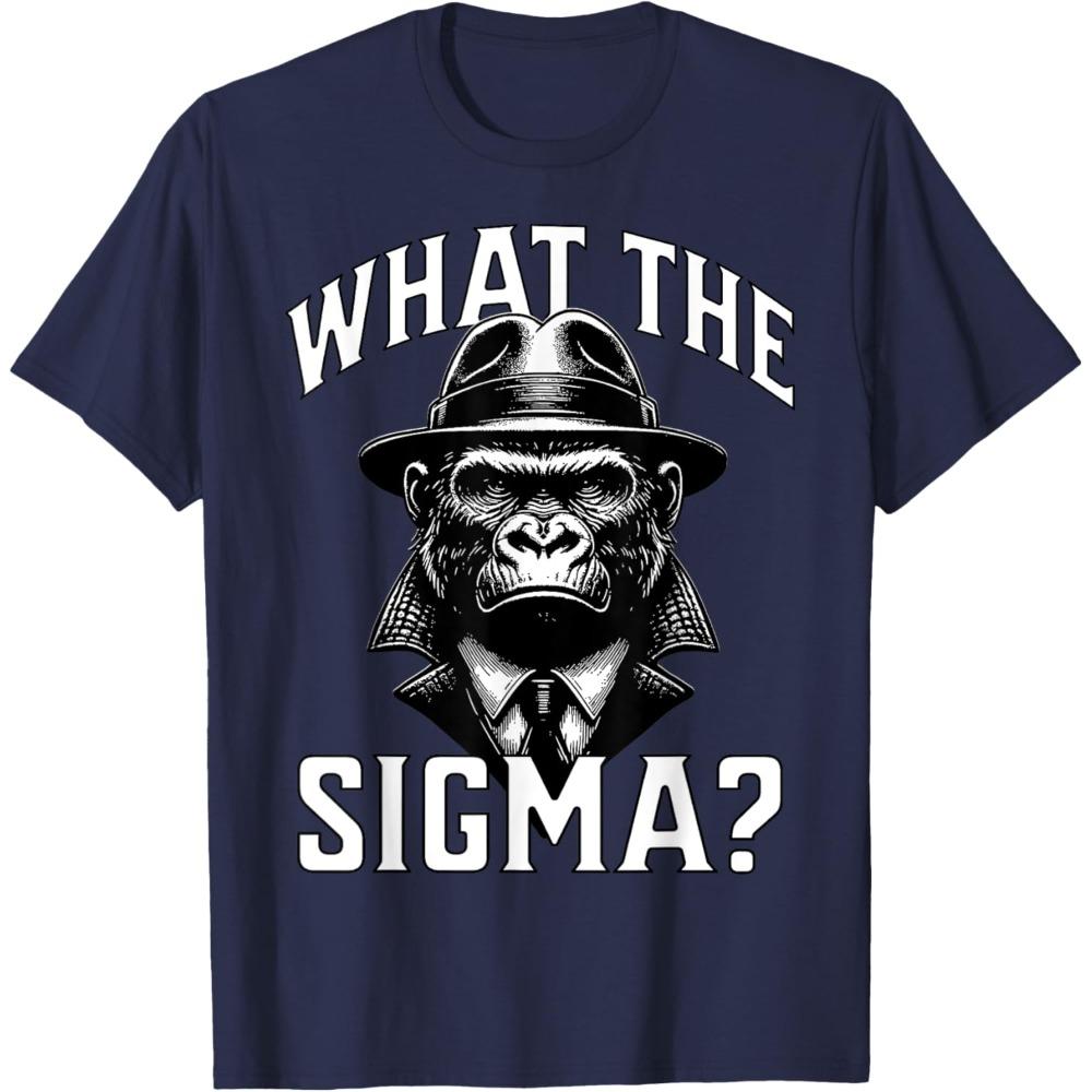 WHAT THE SIGMA TShirt Gentleman Gorilla Graphic Printed Tshirt Men Funny Summer Casual Daily Life Crewneck Cotton Short Sleeve