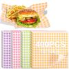 400Pcs Greaseproof Paper Liners Waterproof Sandwich Paper Wraps Plaid Food Wrapping Paper 4 Colors Paper Basket Liner Paper