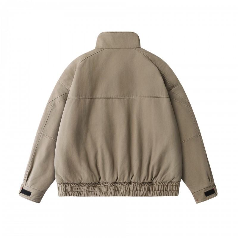 Unisex Winter Cotton Puffer Jacket Oversized Warm Stand Collar Workwear Style Casual Outerwear