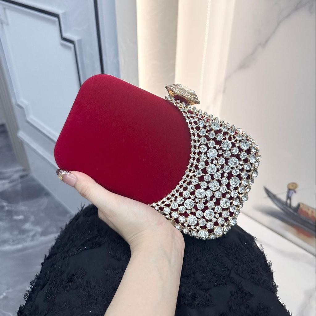 Retro Diamond Embedded Evening Clutch Bag for Women Versatile Dr Handbag Ele Par Accory Hard Ell Small Size