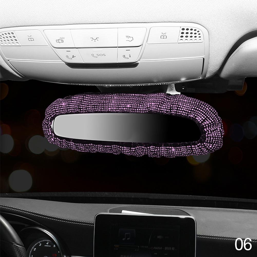 Bling Rhinestone Rear View Mirror Charming Car Rearview Mirror Cover With Crystal Diamonds Elastic Glitter Car Rear View