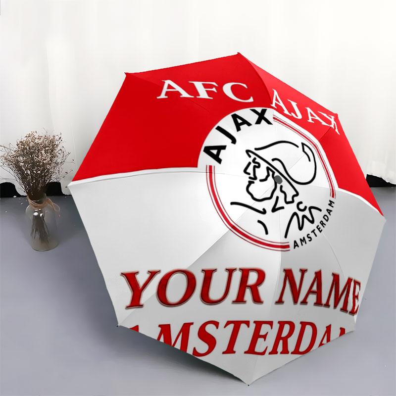 1 PC Automatic Folding Umbrella - AFC Ajax Custom Name Pattern, Portable & Foldable Design with 8 Ribs, Christmas Birthday Gifts