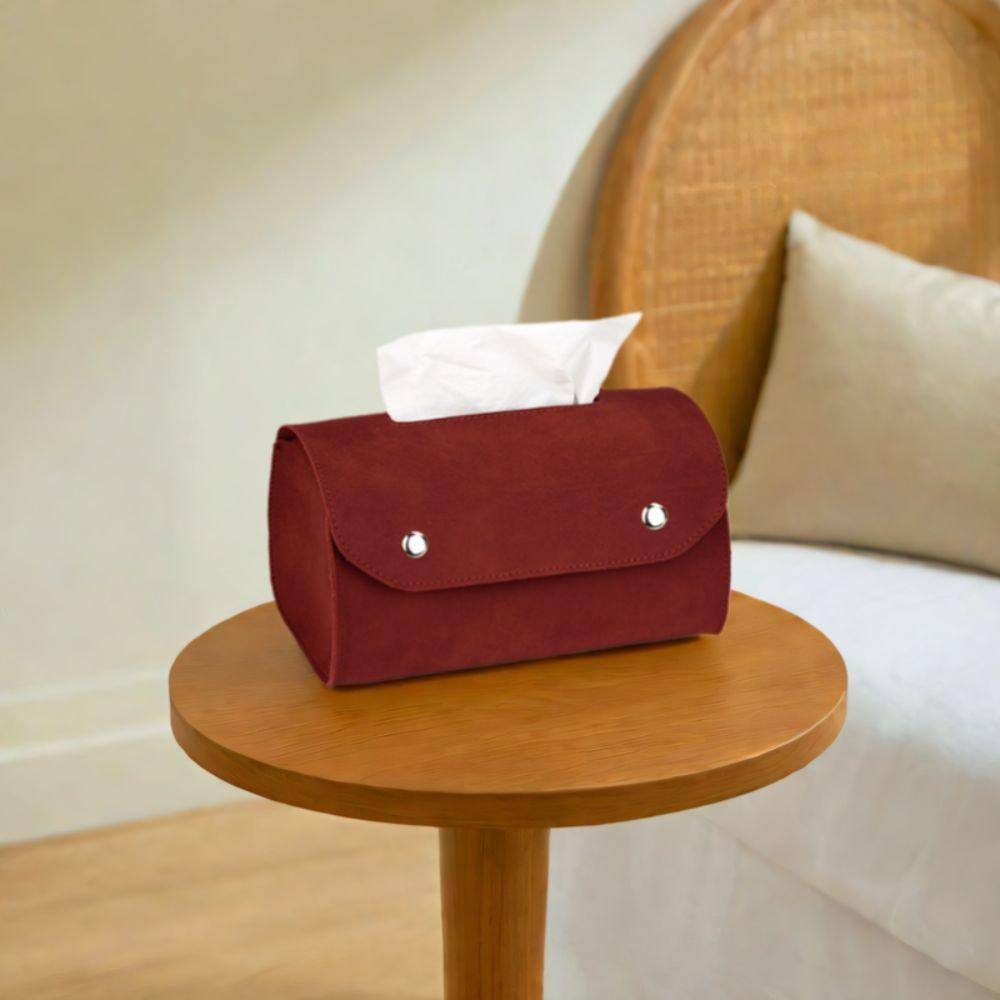 Portable Retro Table Tissue Box Decoration Leather Car Storage Box Environmentally Solid Color Napkin Holder Office