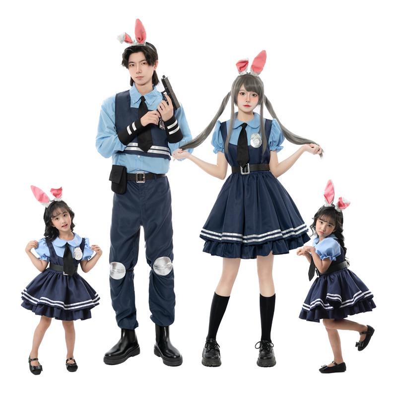 Judy Rabbit Police Officer Anime Cosplay Costume for Halloween Festival