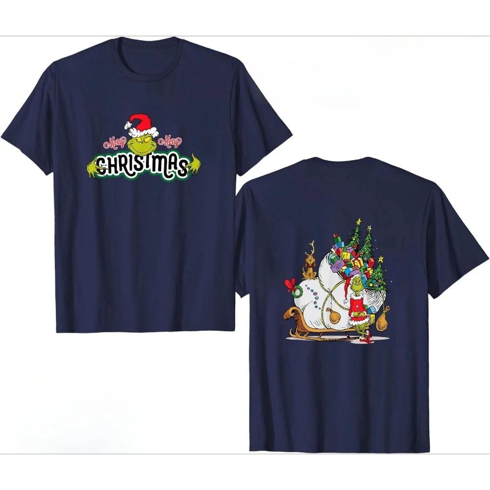 Fashion Men Women's T-shirt Christmas Green Monster Print O-Neck Pullover Casual Sweatshirt Kids Tees Top Clothing