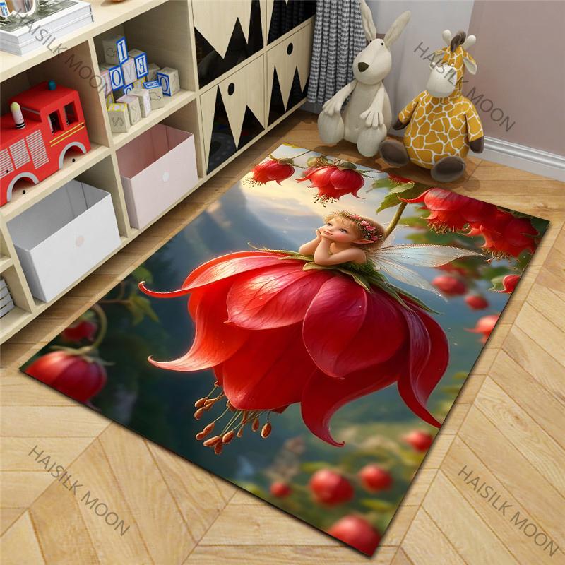 

Flower Fairy Cottage Fairy Tale Pattern Carpet for Living Room Bedroom Sofa Home Decor Non-slip Floor Mat Luxury Gift Large Size 40x60cm