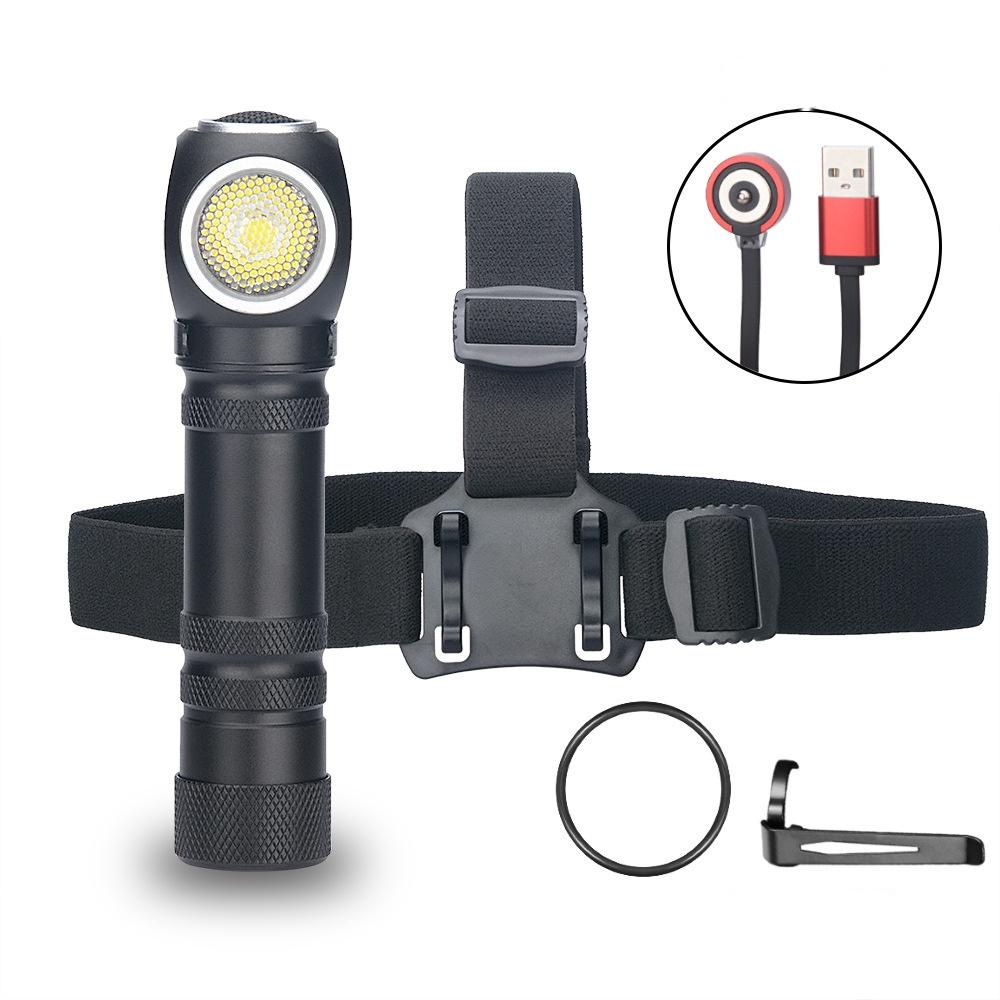1PC Rechargeable Front Headlight with Portable Power Flashlight LED Flashlight with Magnetic, Suitable for Camping