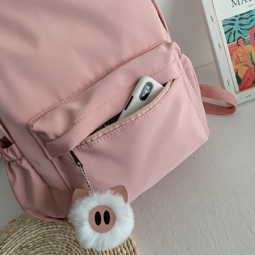 New Nylon Solid Color Schoolbag for Men and Women Students Cute Rabbit Ears Cute Backpack