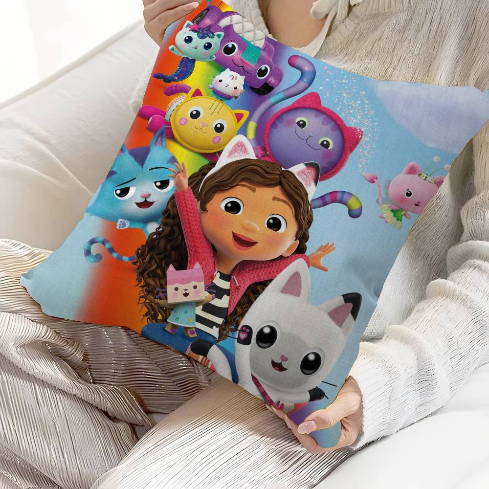 Funny Gabbys Dollhouse Cushion Cover Car Throw Pillow Case For Sofa Car Christmas Gift 40x40cm 45x45cm