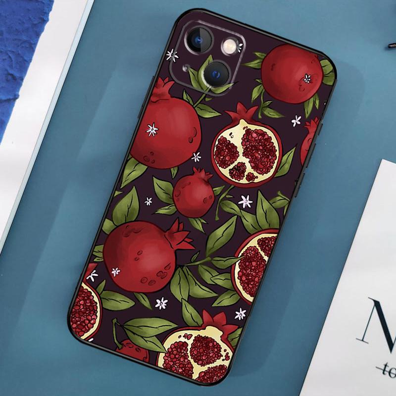 Essen Frucht Roter Granatapfel Hülle Für iPhone 15 11 12 13 14 Pro Max 12 13 Mini X XS Max XR 7 8 Plus SE 2020 Hülle Coque