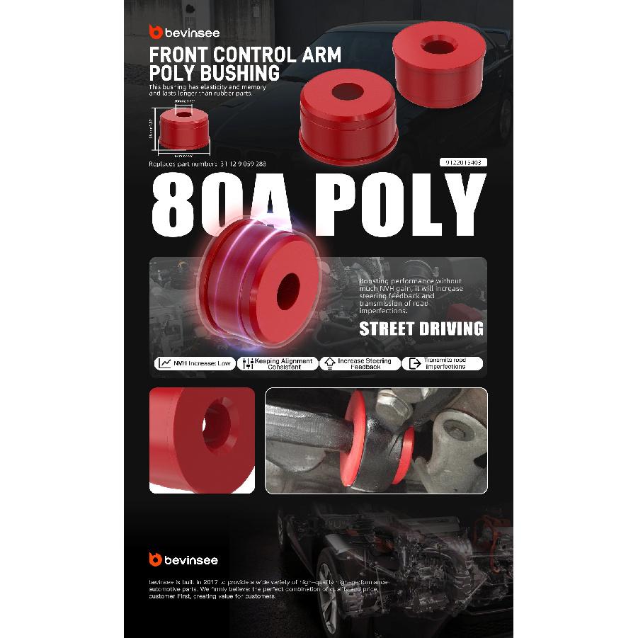 BEVINSEE Pair Front Control Arm Bushings Kit Poly For BMW E36 M3 1992-1999 E30 M3 1985-1991 Z3 Replaces 31129059288 31129069035