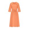 2026 Summer Trendy Lapel Dress: Cotton & Linen, Five-Point Sleeve, Long Skirt