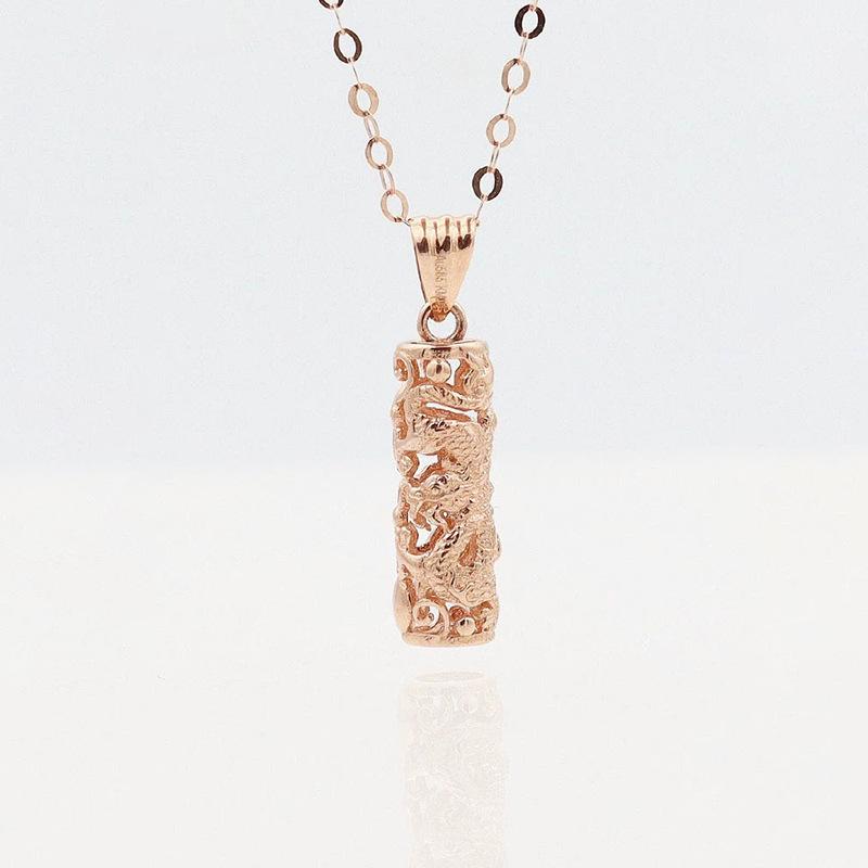 Purple Gold Smart Dragon Column Pendant Temperament Simple Rose Gold Plated Hollow Cylindrical Pendant Jewelry (single pendant)