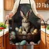 A 2D Easter Bunny Print Apron | Made of Durable Polyester, Washable, Reusable, Suitable for Kitchen, Dining, Gardening, And Painting