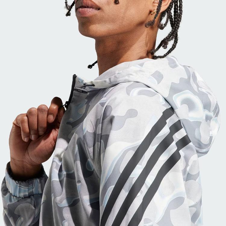 Adidas Allover Print Hooded Jacket Men Jacket White IB6124