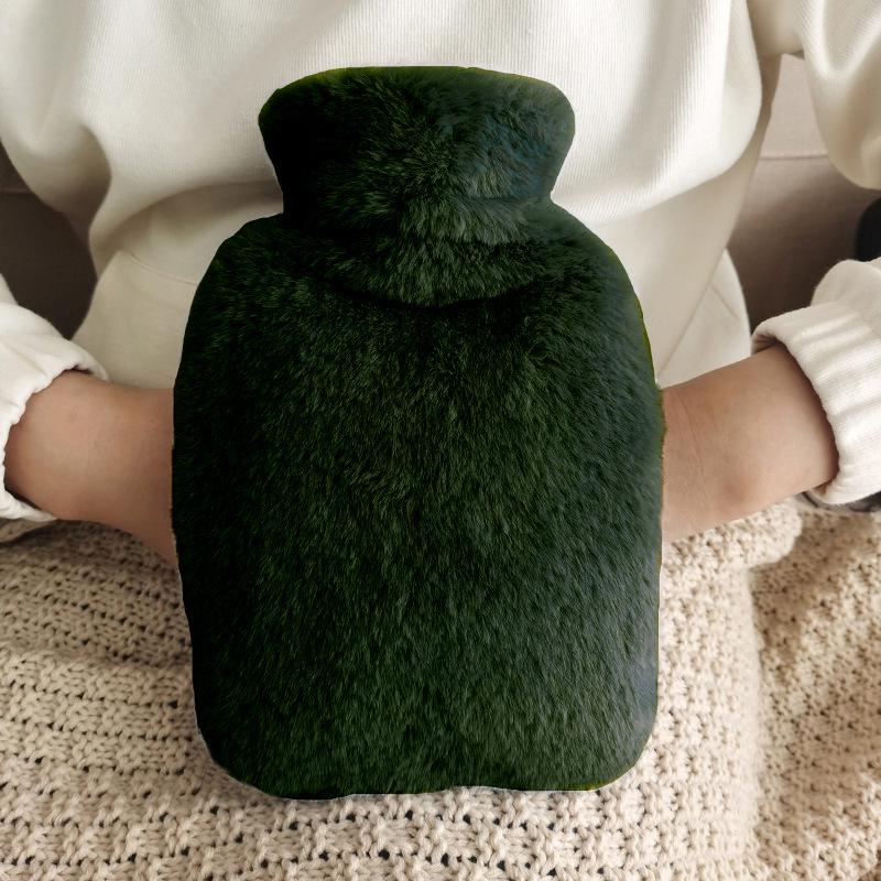 Dual-Plug Plush Hot Water Bottle with PVC Liner